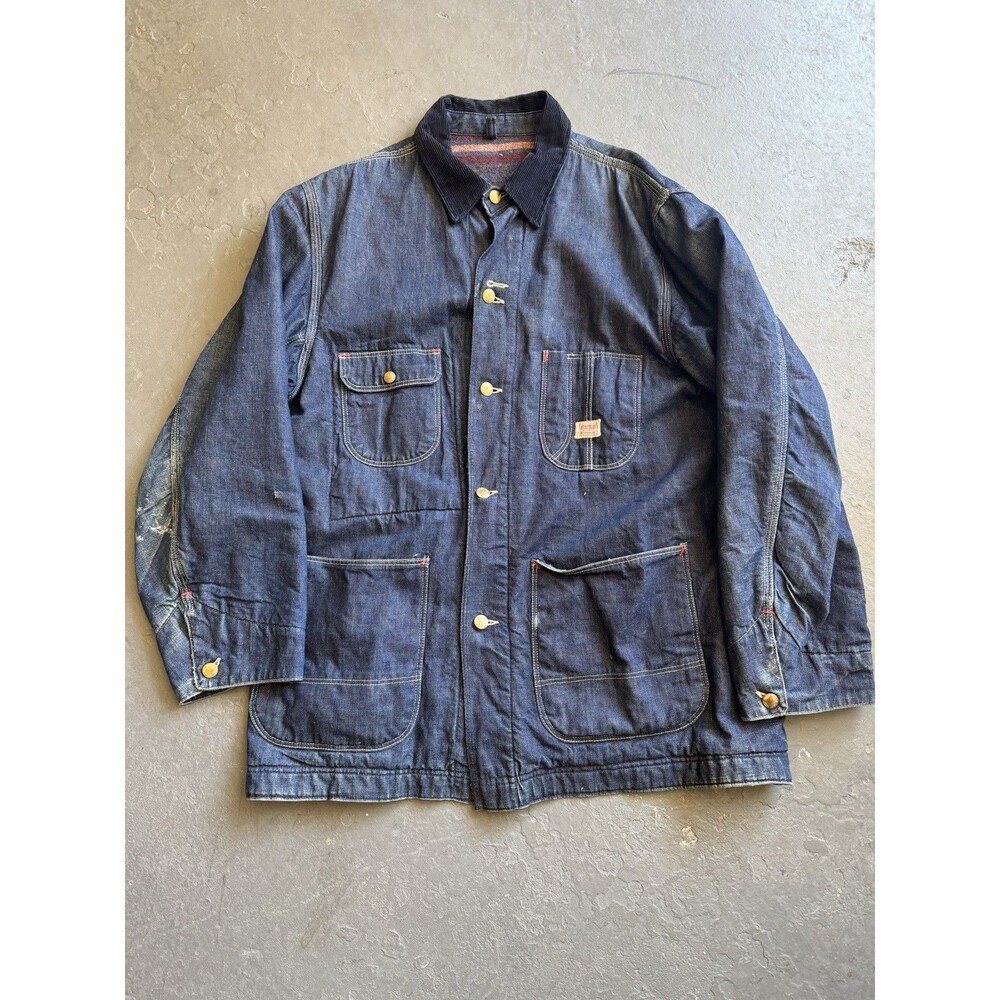 Vintage 50s Hercules Chore Jacket Mens XL Blue Blanket Lined Workwear